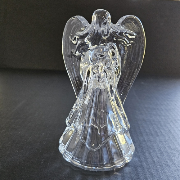 Vintage Angel candle holder pair clear glass taper heavy holiday Decor - Picture 10 of 11